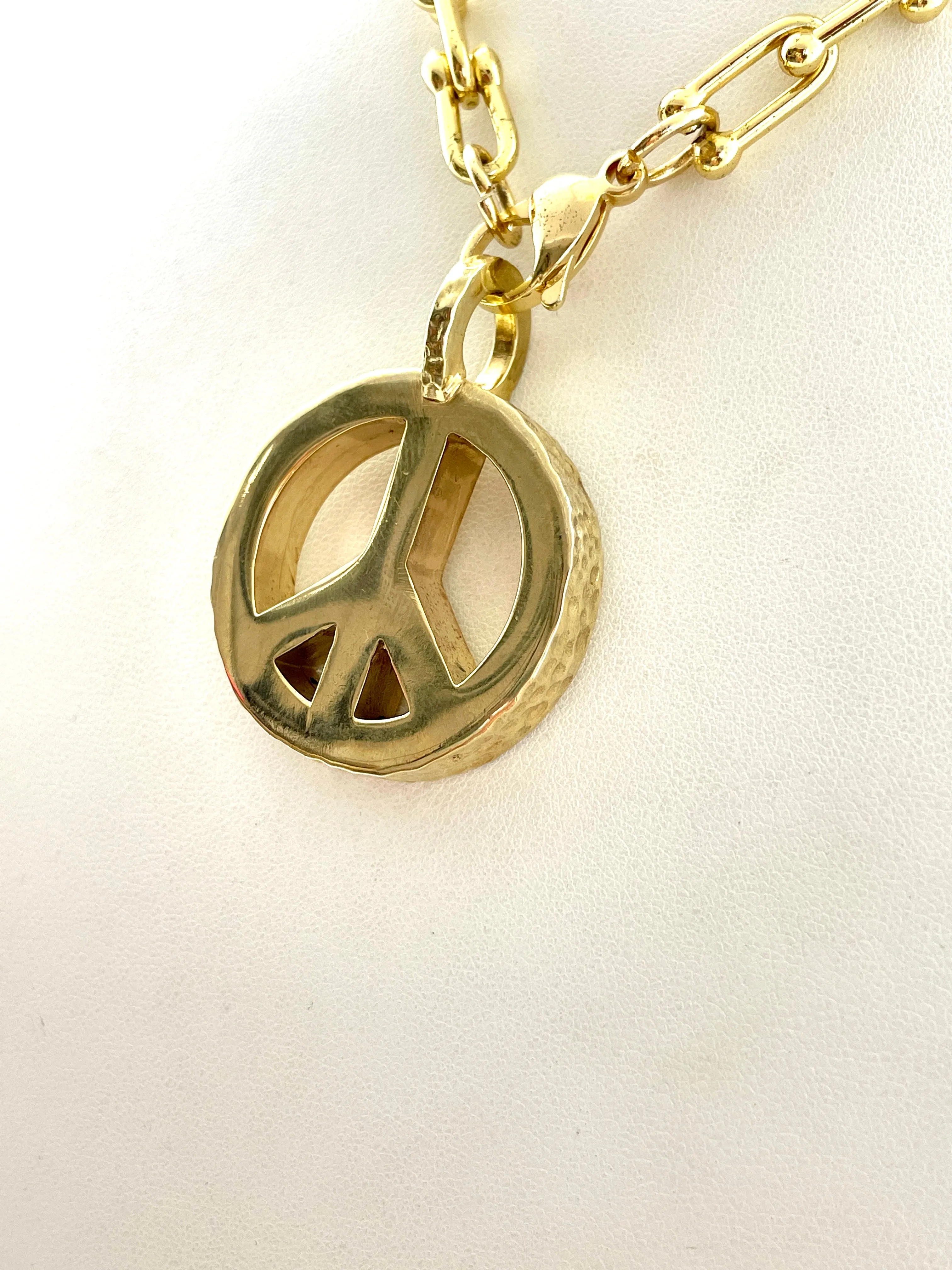 Peace Necklace with Gold Plated Box Chain