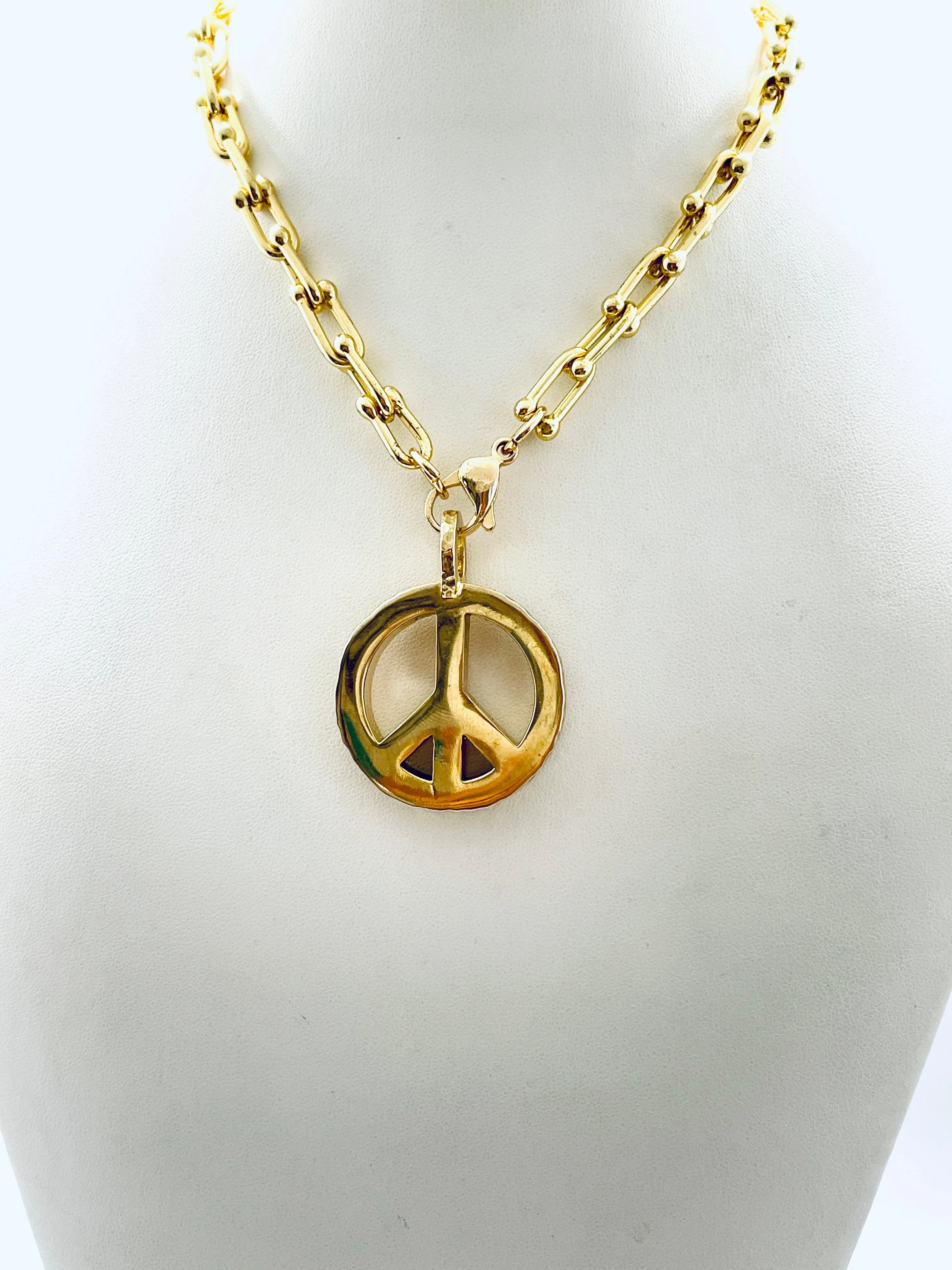 Peace Necklace with Gold Plated Box Chain