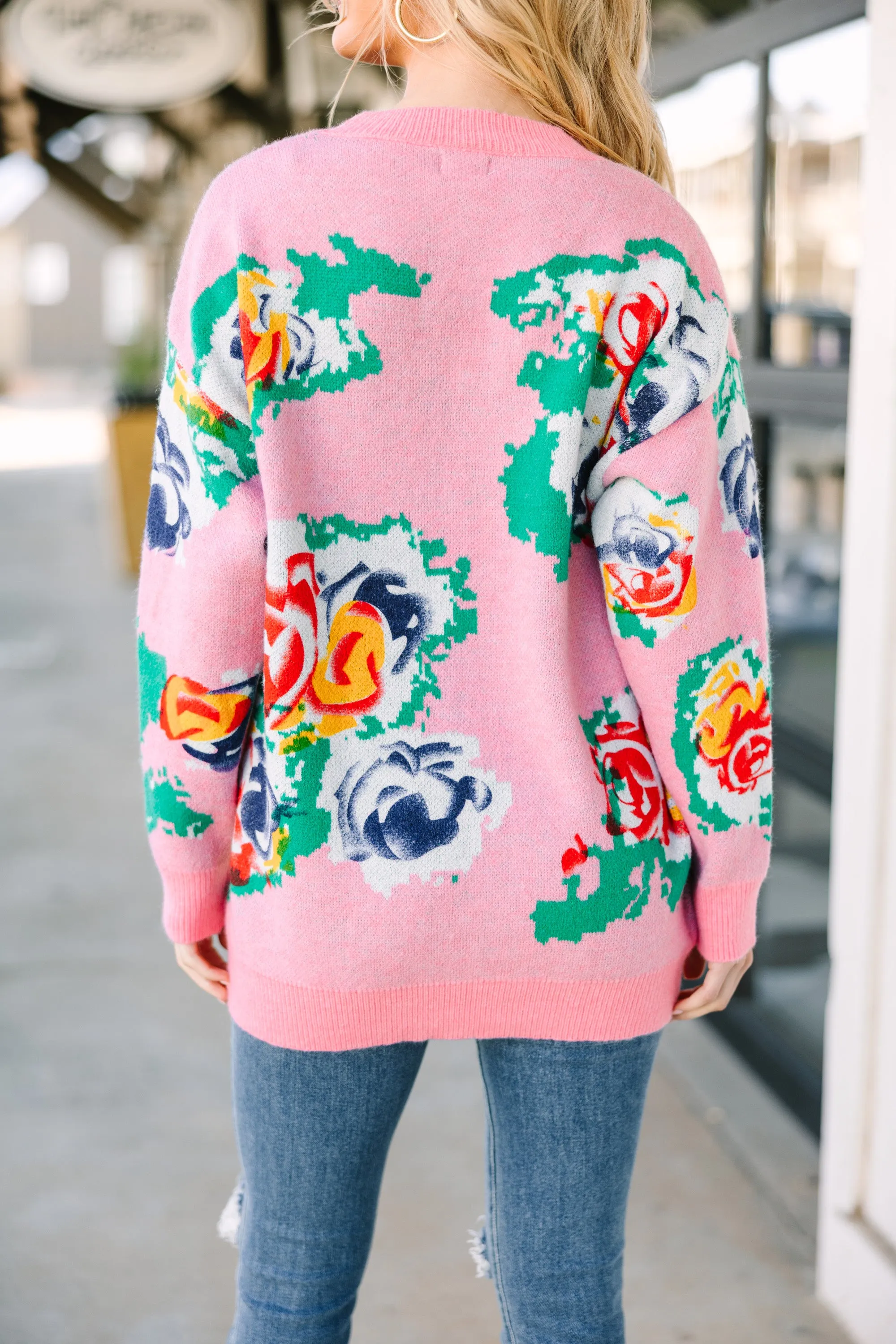 Perfectly Poised Pink Floral Sweater