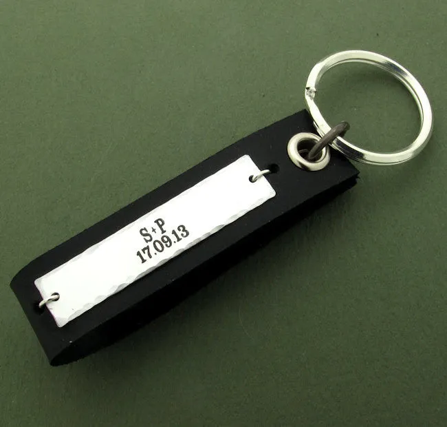 Personalized Latitude Longitude Leather Key Chain for Men