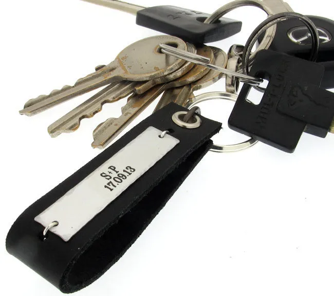 Personalized Latitude Longitude Leather Key Chain for Men