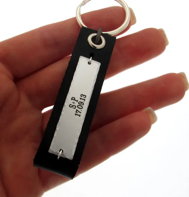 Personalized Latitude Longitude Leather Key Chain for Men