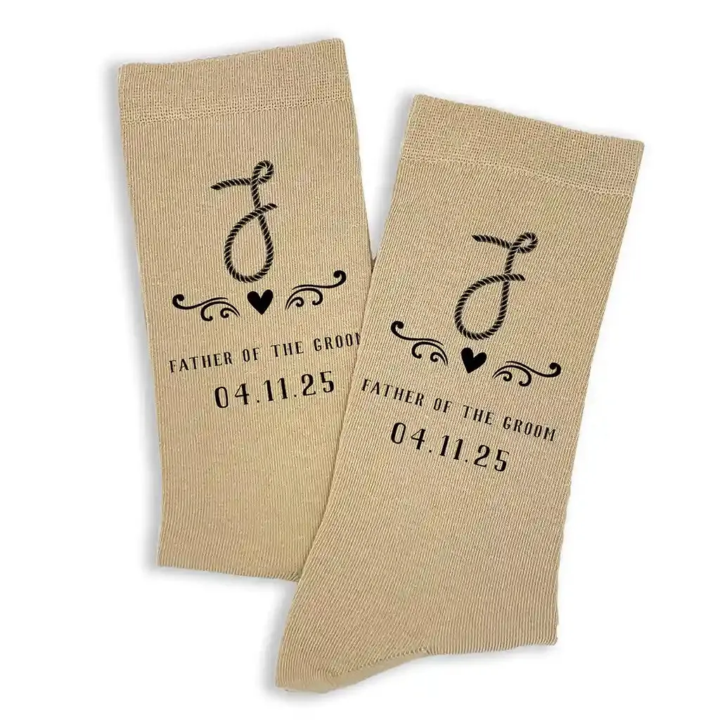 Personalized Monogram Groomsmen Socks for Rustic Ranch Wedding