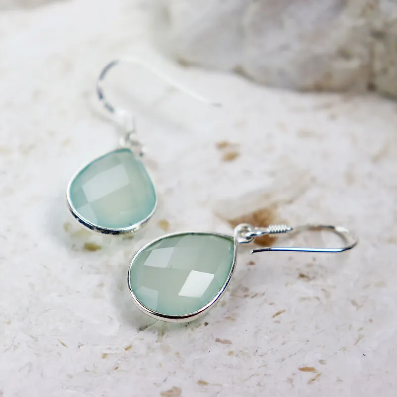 Picola Chalcedony Teardrop Silver Earrings