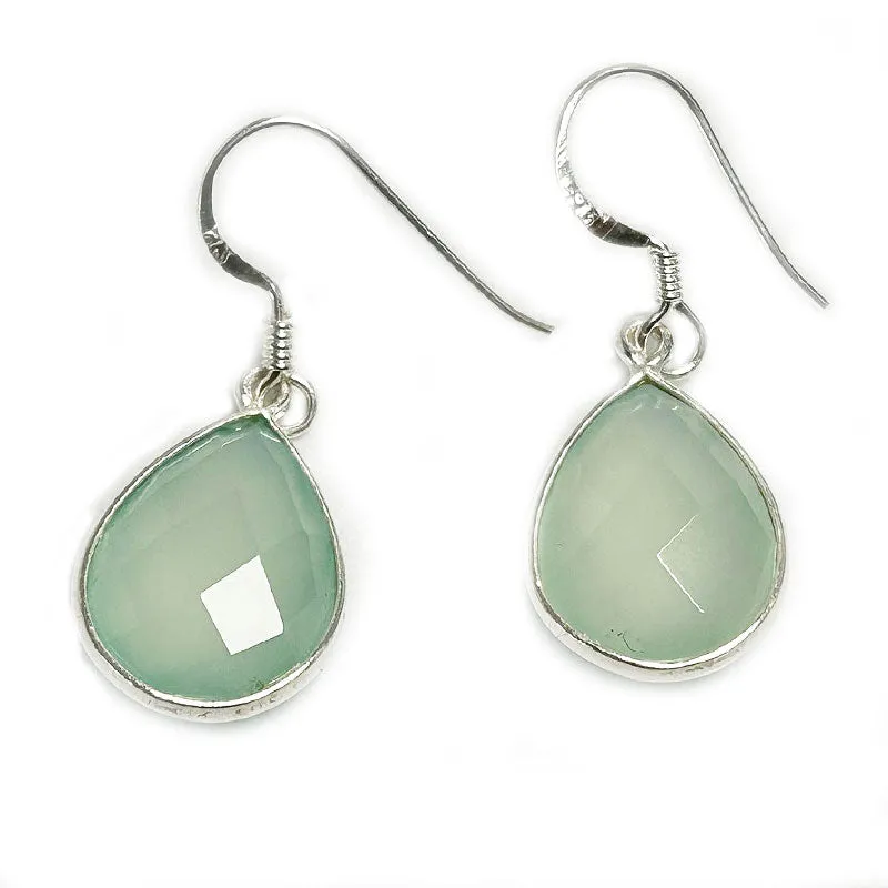 Picola Chalcedony Teardrop Silver Earrings