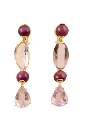 Pink Amethyst Ruby Drop Earrings