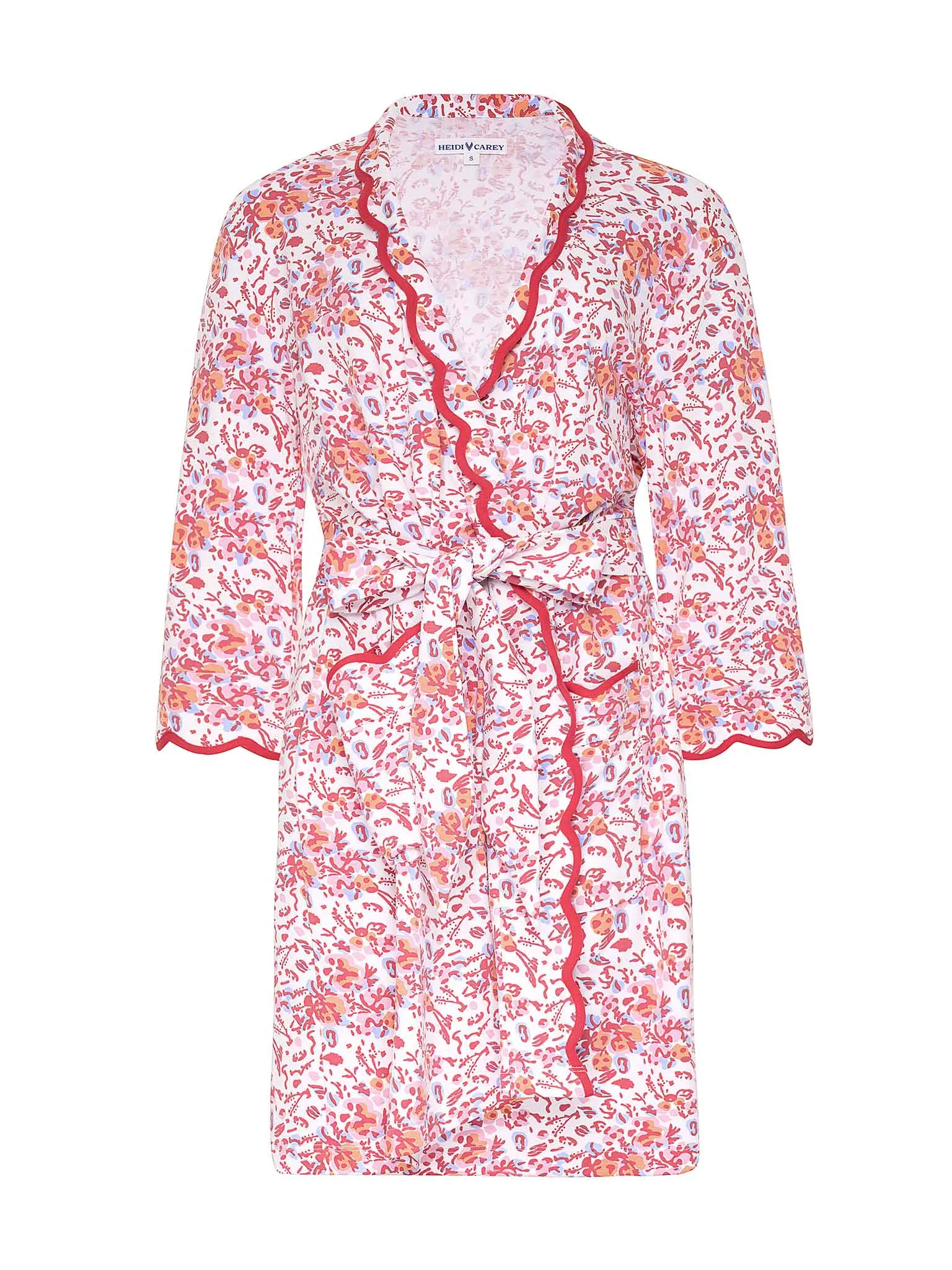 Pink Floral Pima Knit Short Classic Robe