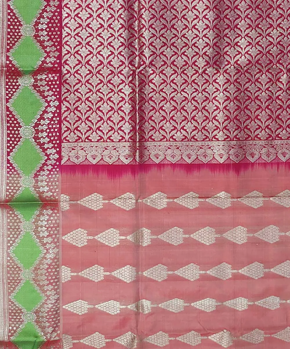 Pink maroon silk handloom venkatagiri saree