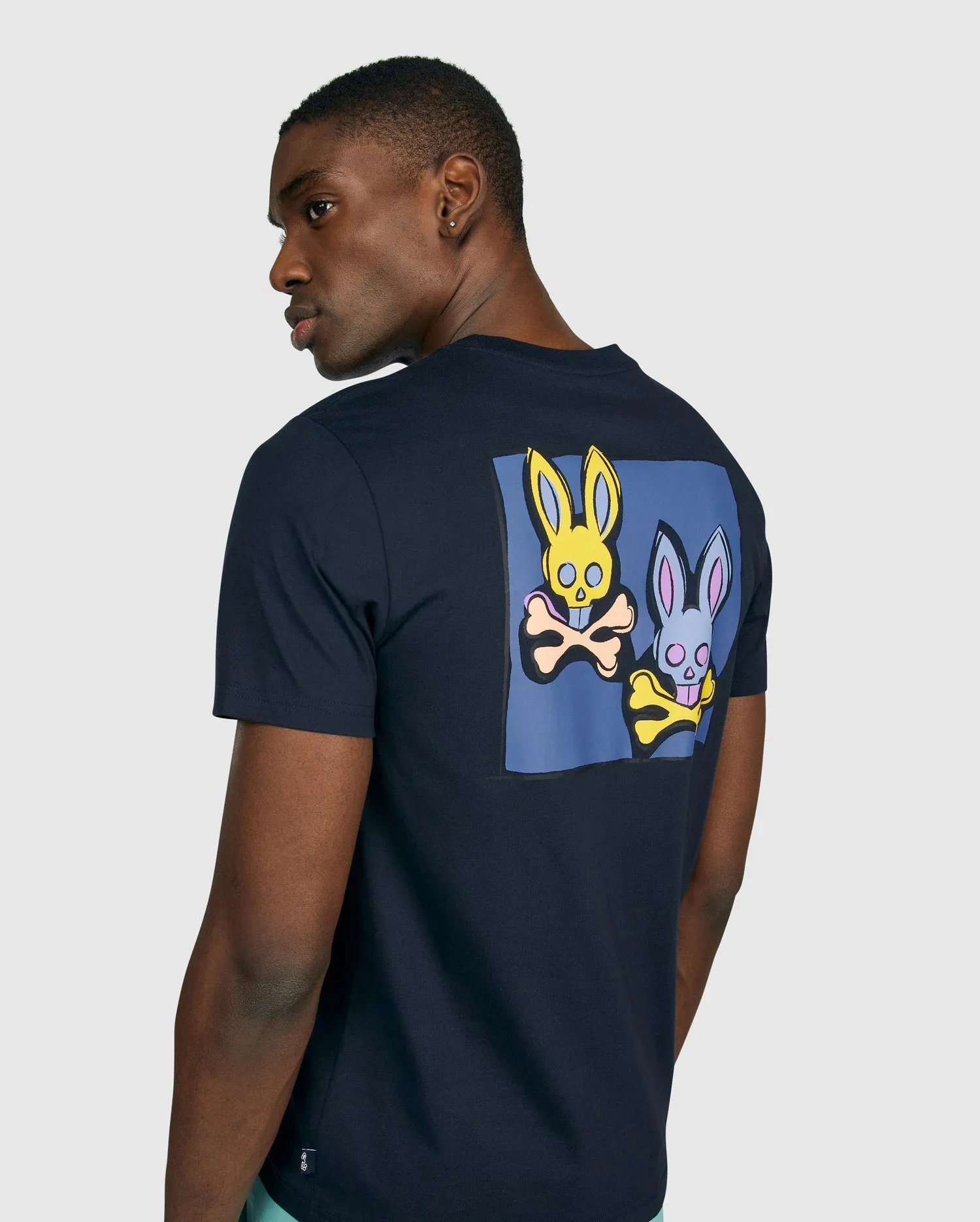 Psycho Bunny Mens James Bunny in a Box Tee - Navy