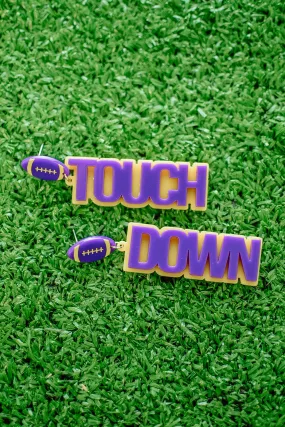 Purple & Gold Touchdown Drop Earrings