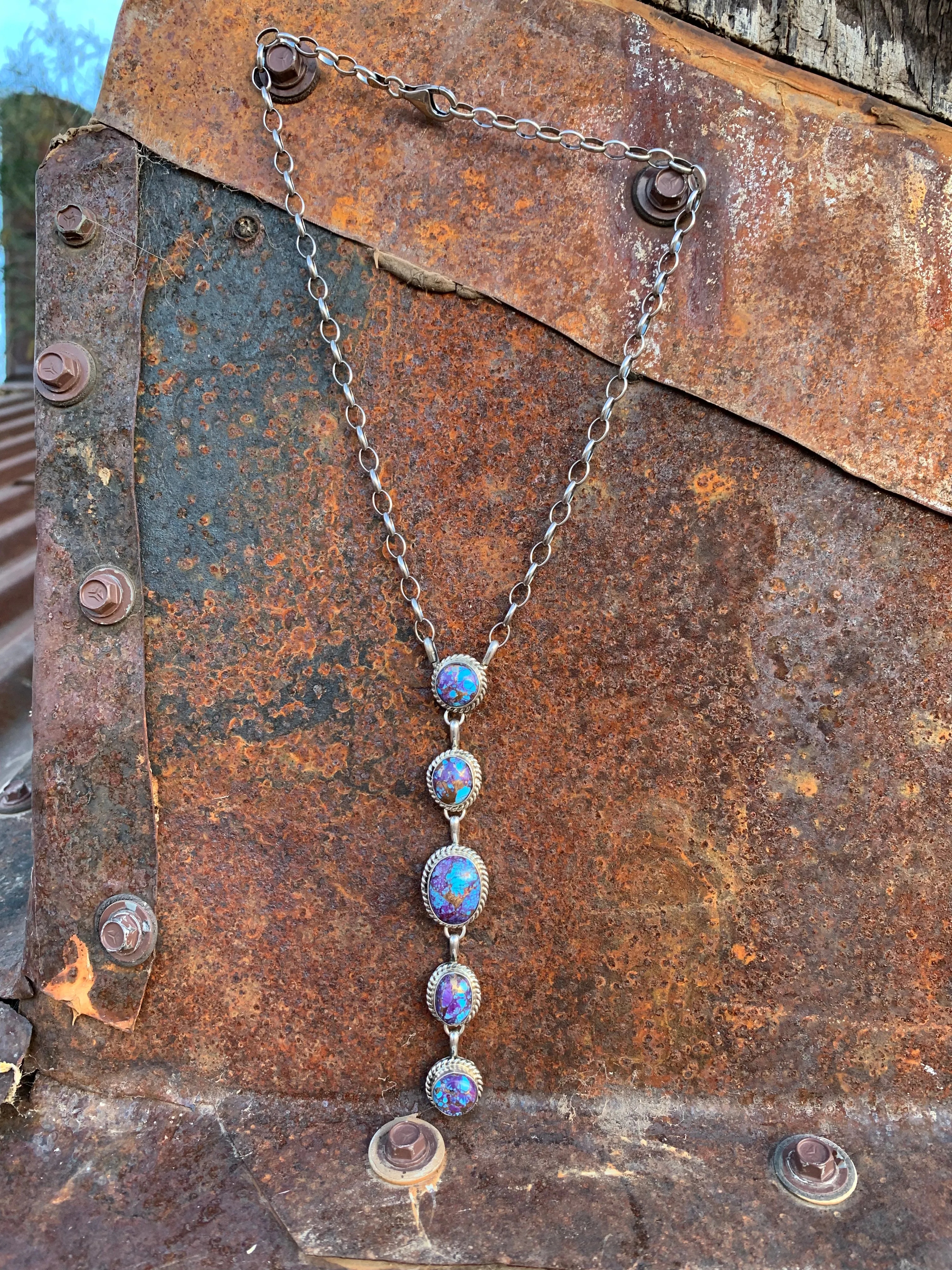 Purple Mohave Turquoise Drop necklace