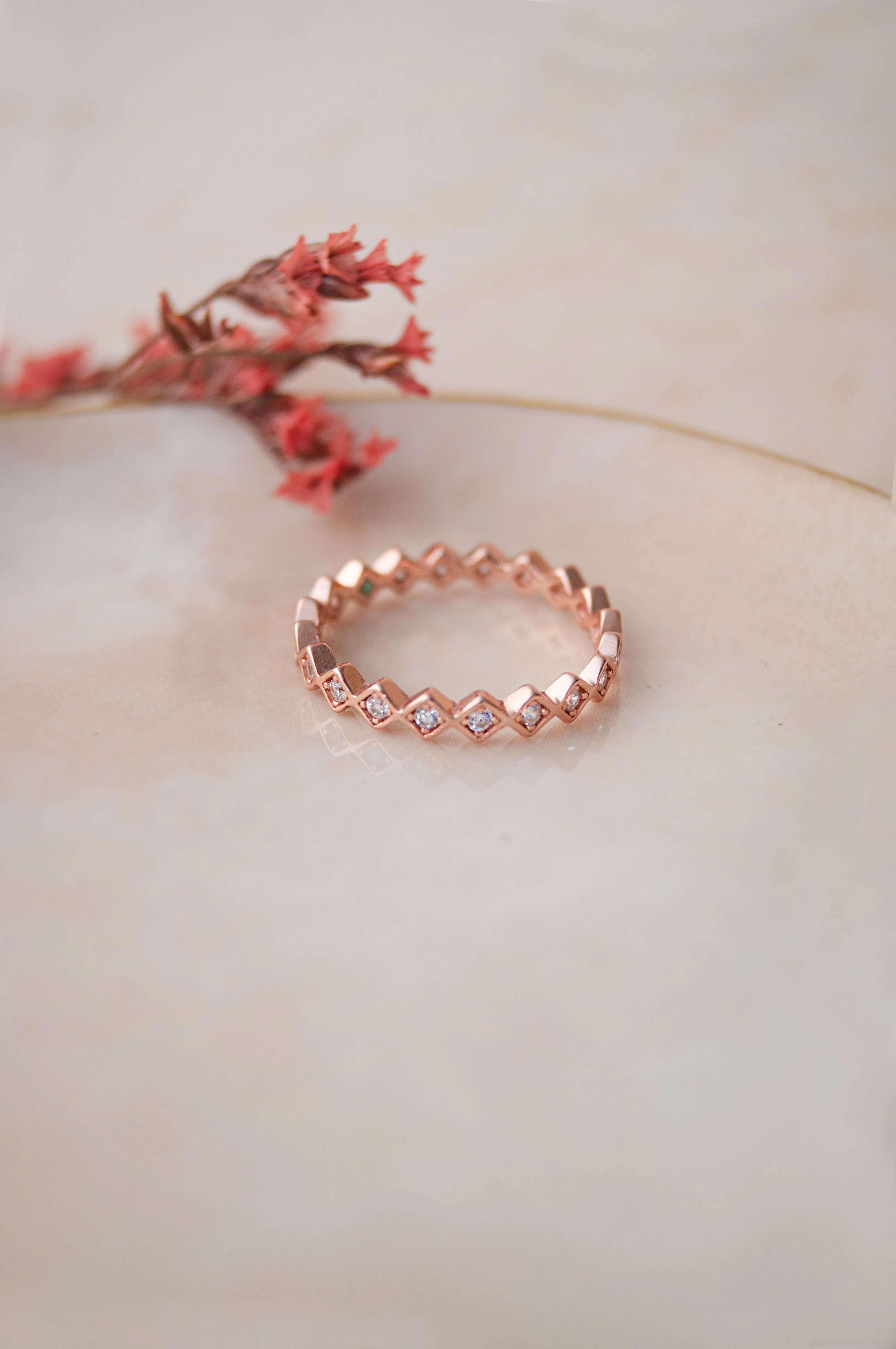 Quirky Yet Elegant Rose Gold Plated Sterling Silver Ring