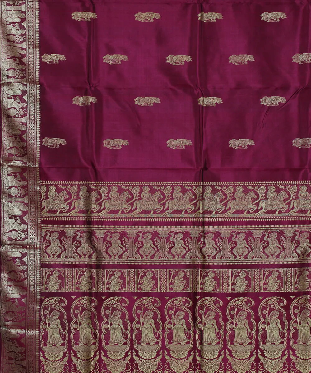 Raddish maroon handwoven baluchari silk saree