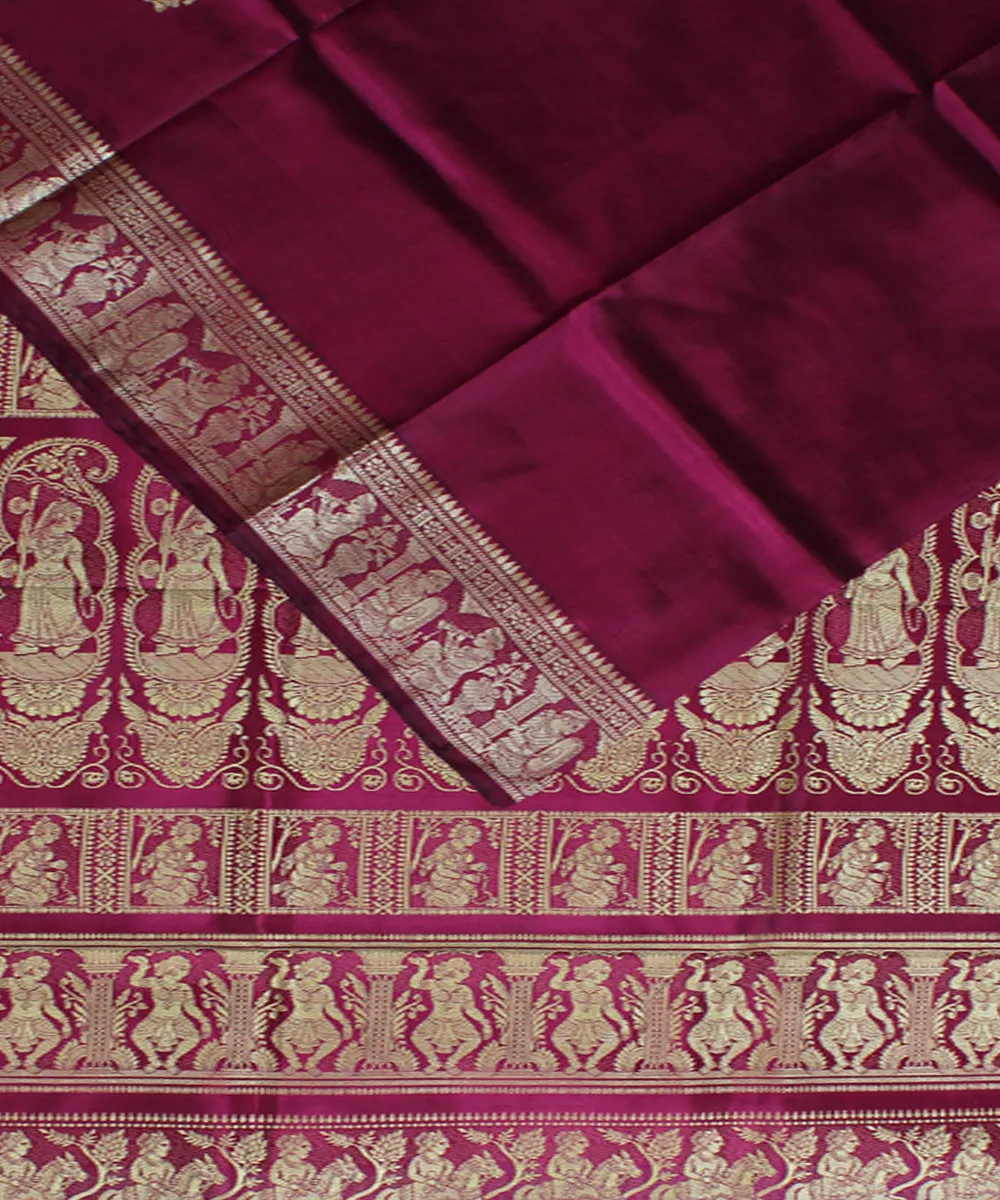 Raddish maroon handwoven baluchari silk saree