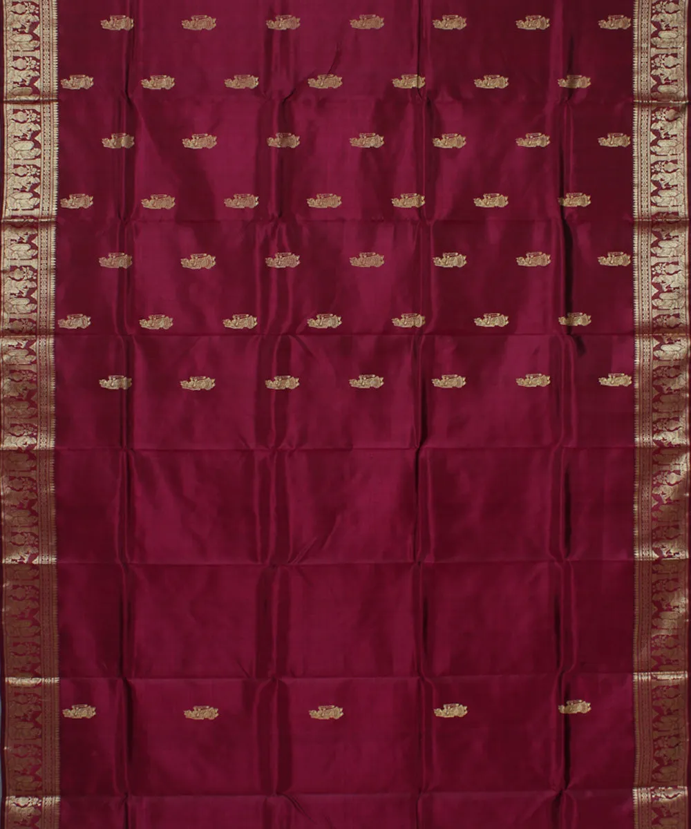 Raddish maroon handwoven baluchari silk saree