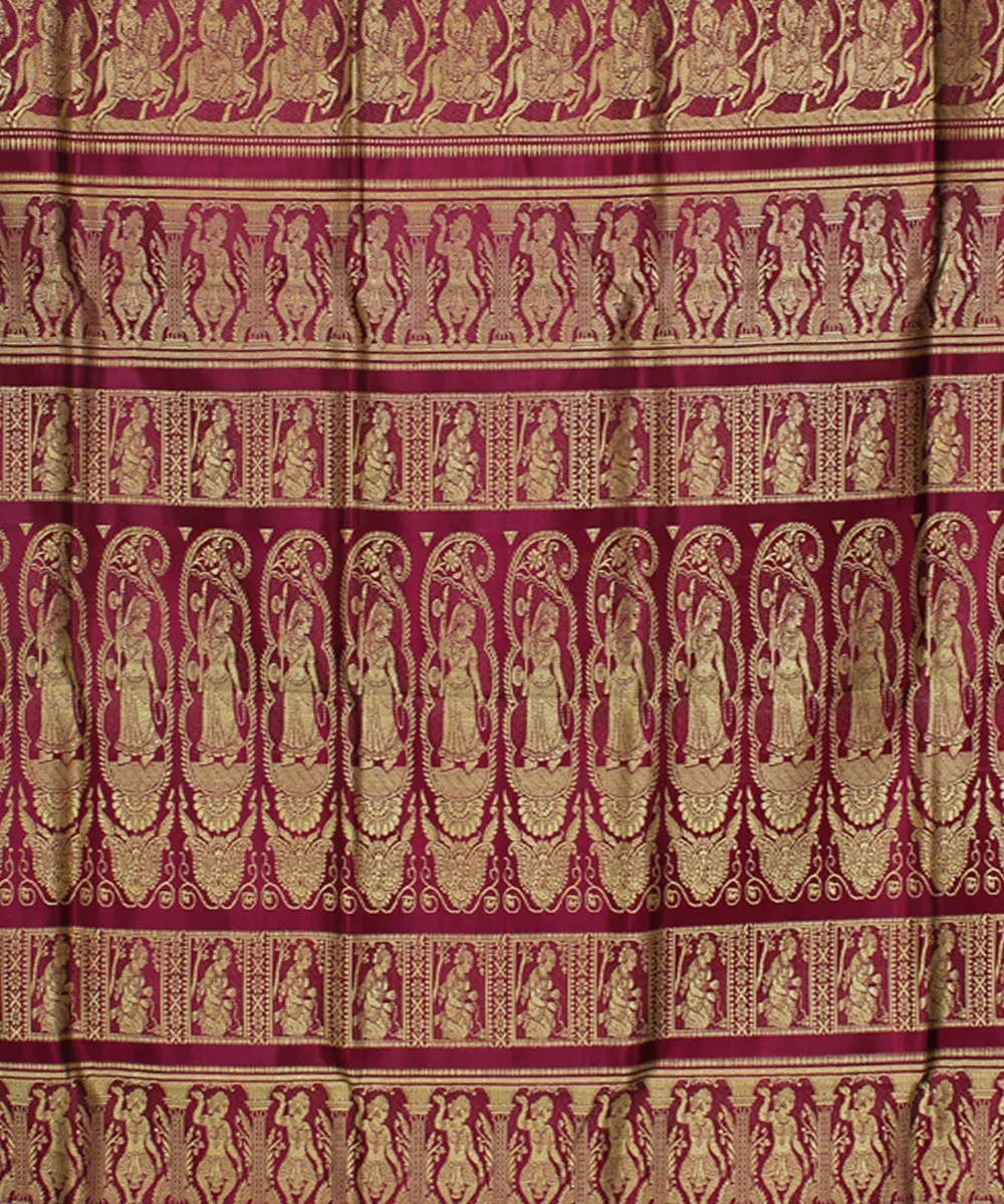 Raddish maroon handwoven baluchari silk saree