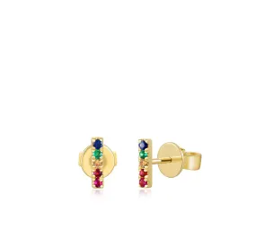 Rainbow Bar Earrings in Yellow Gold