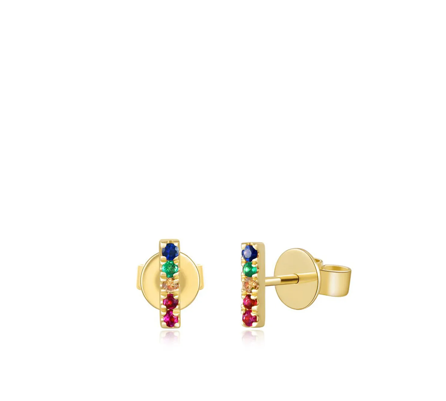 Rainbow Bar Earrings in Yellow Gold