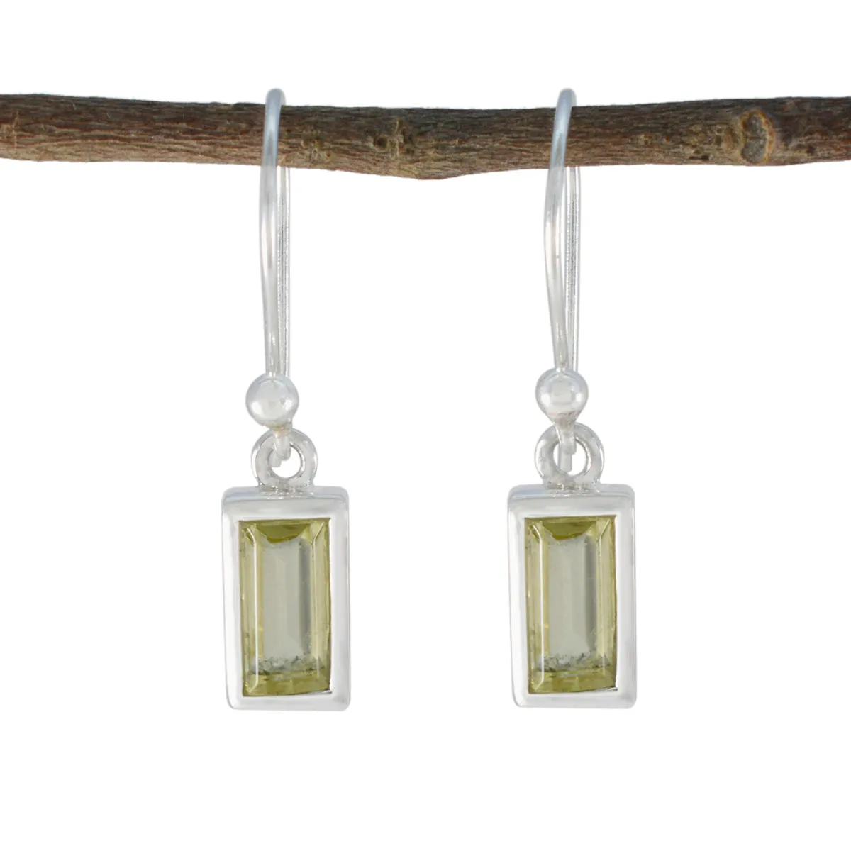 Riyo Arresting 925 Sterling Silver Earring For Women Lemon Quartz Earring Bezel Setting Yellow Earring Dangle Earring