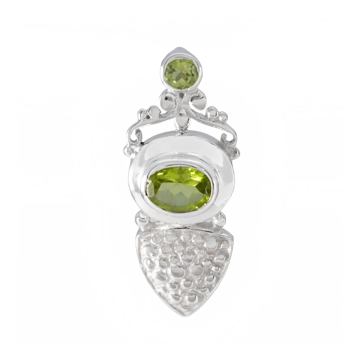 Riyo Attractive Gemstone Multi Faceted Green Peridot Sterling Silver Pendant Gift For Christmas