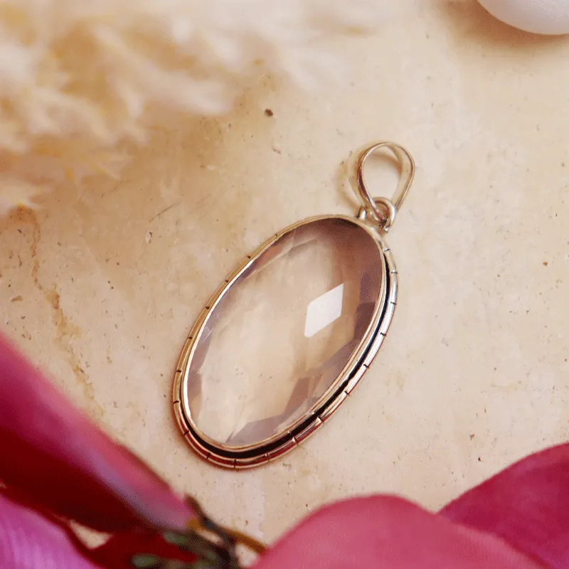 Rose Quartz Oval Boho Pendant