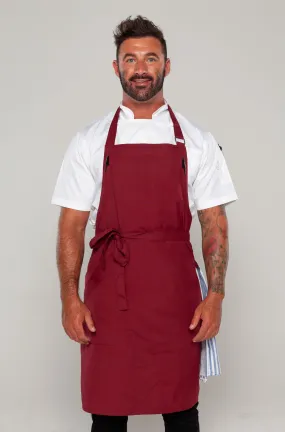 Ross MAROON bib apron with pocket Large