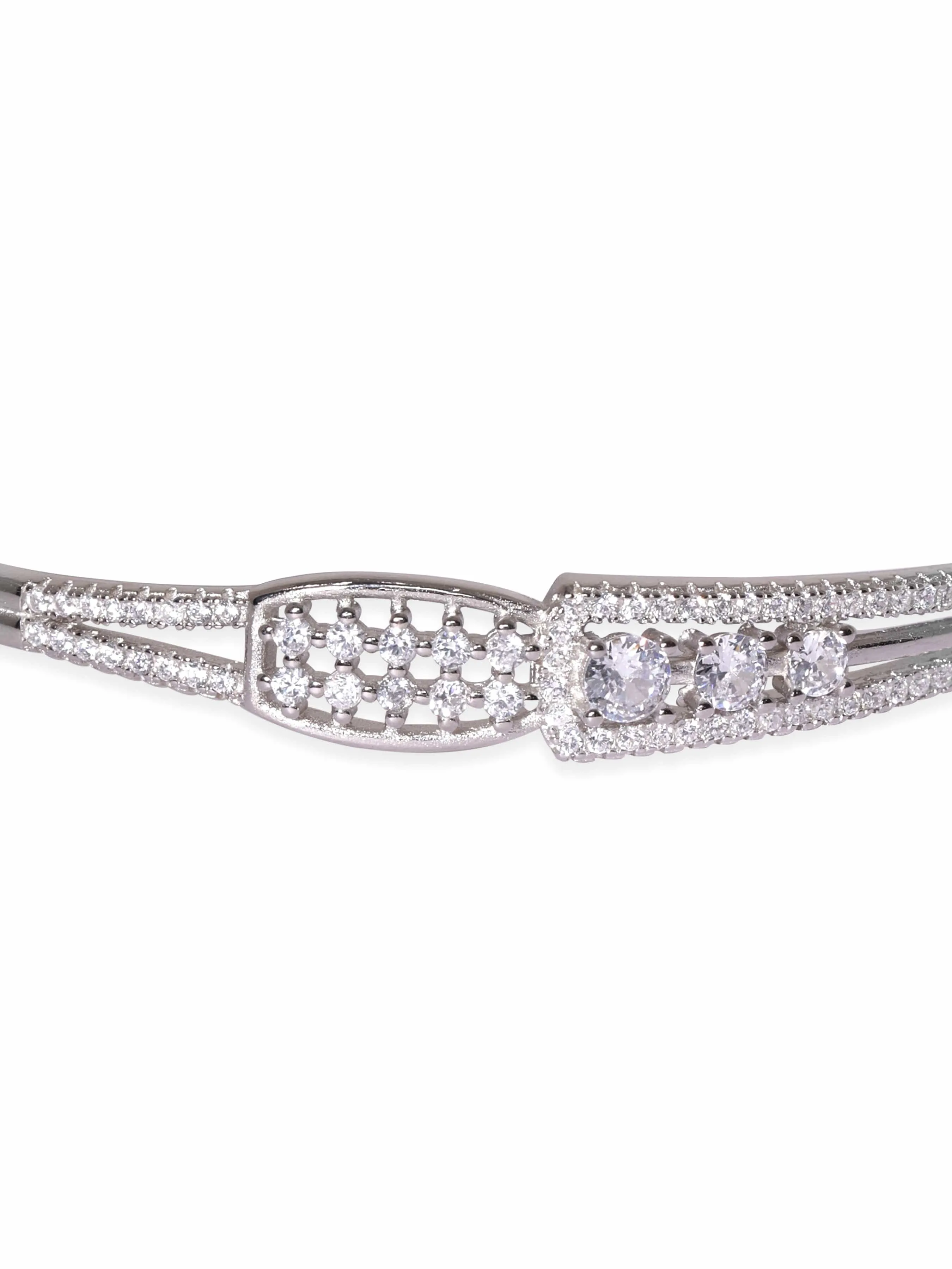 Rubans Silver Rhodium Plated Zirconia Studded Elegant Bracelet