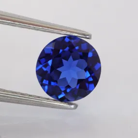 Sapphire | Royal Blue color, lab created, round cut, 6.5mm VS 1ct