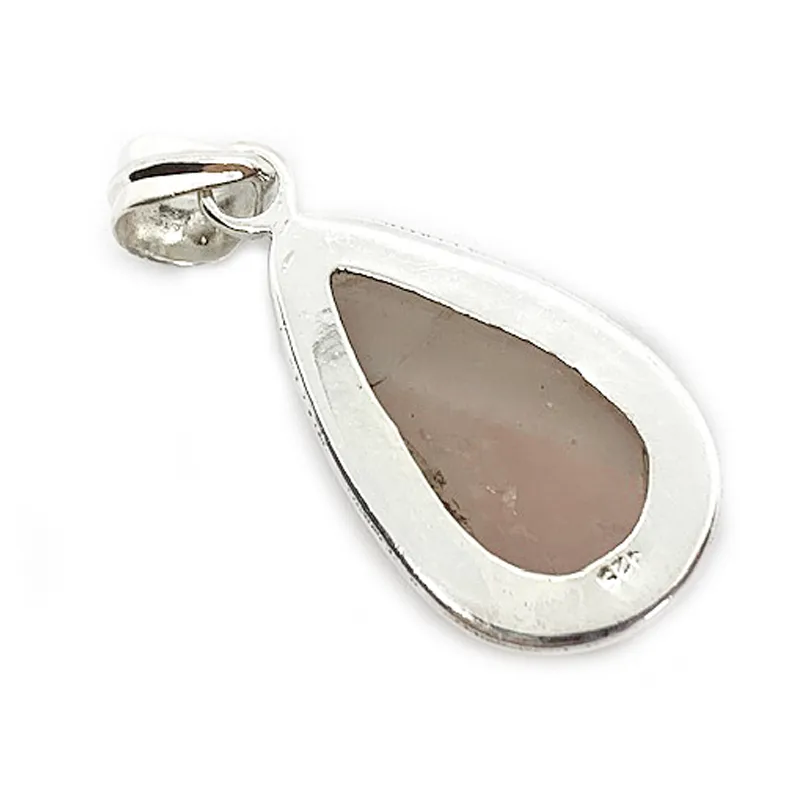 Siam Rose Quartz Teardrop Pendant