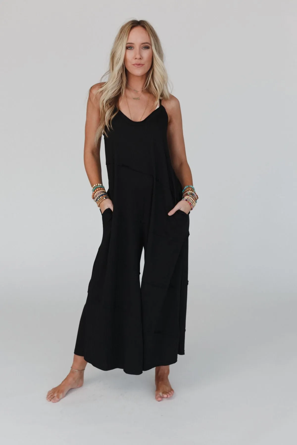 Slant My Way Jumpsuit - Black