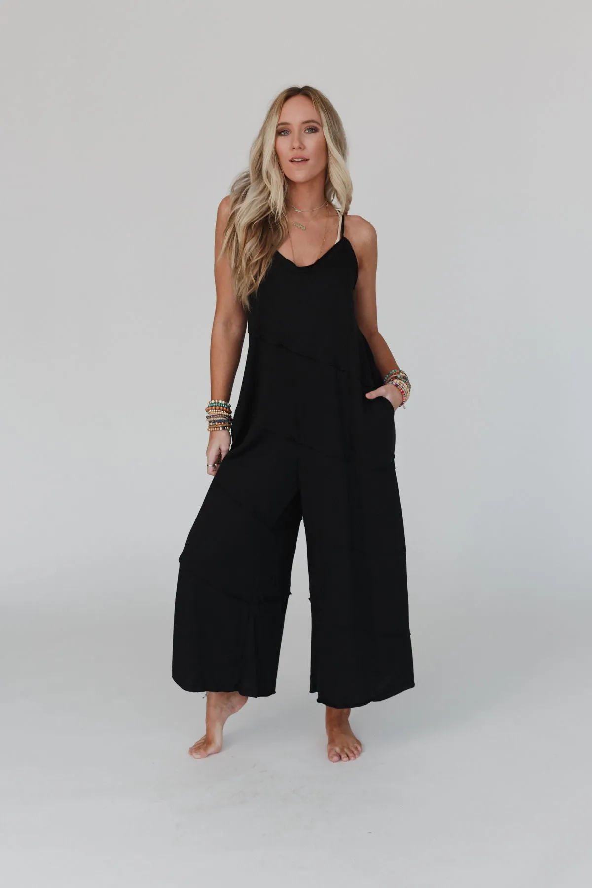 Slant My Way Jumpsuit - Black