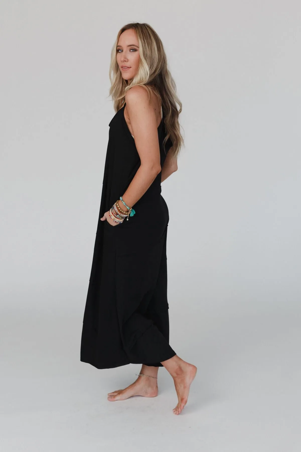 Slant My Way Jumpsuit - Black