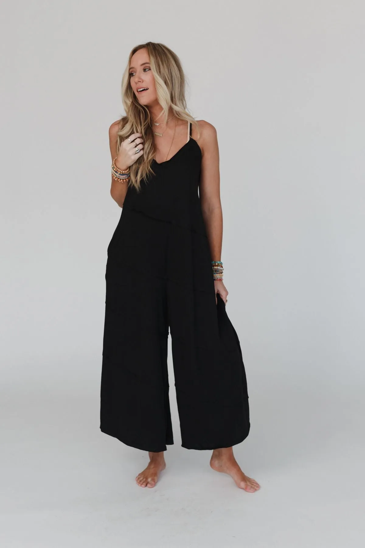 Slant My Way Jumpsuit - Black