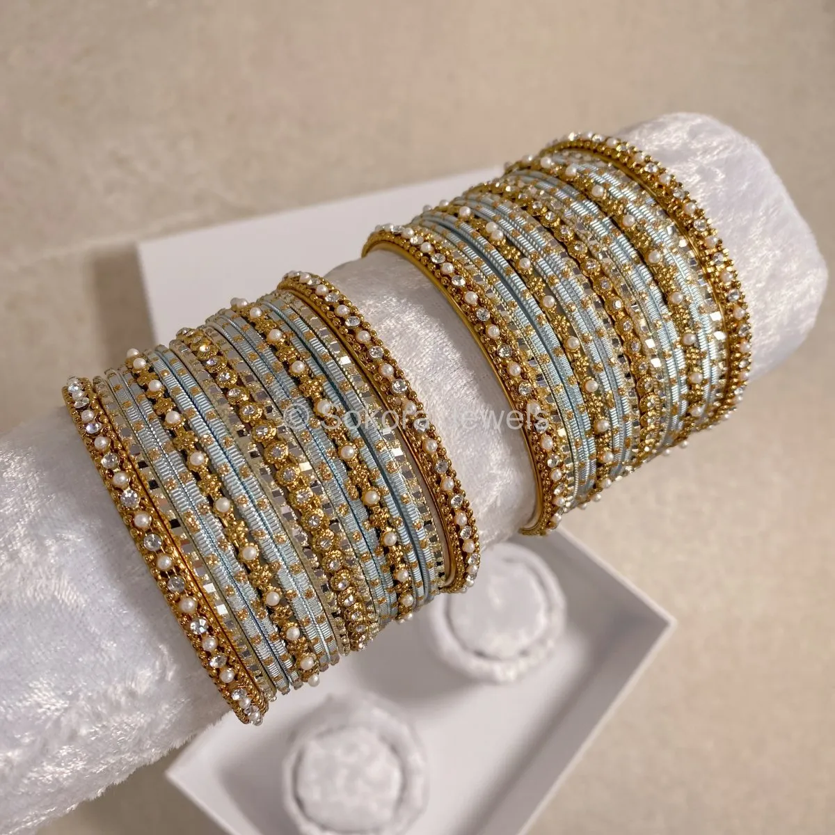 Small Pale Blue Glitter Bangle set