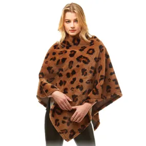 Soft Leopard Pattern Faux Fur Poncho