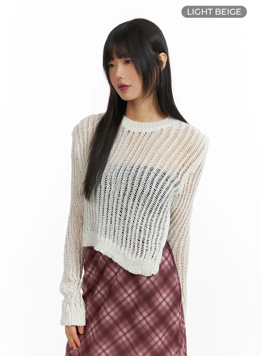 Solid Hollow Out Knit Sweater CM413