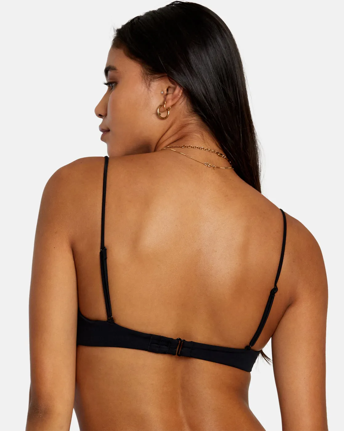 Solid Shirred V-Wire Bralette Bikini Top - RVCA Black