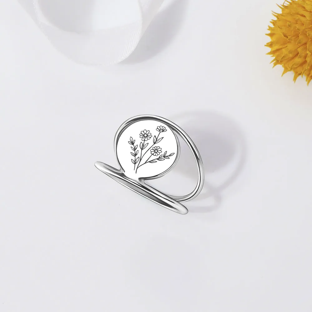 Spring Wildflowers Ring Wildflowers Earrings S925 Sterling Silver Flower Ring For Nature Lovers