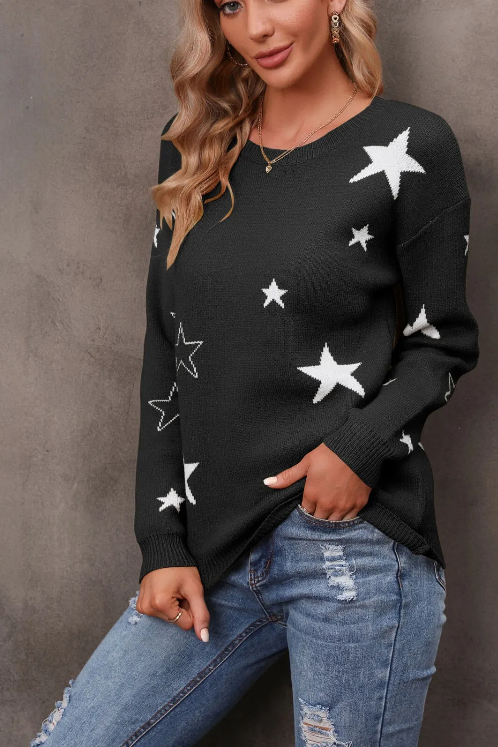 Star Round Neck Sweater