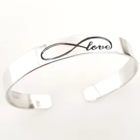 Sterling Silver Infinity Love Cuff - Personalized Bracelet