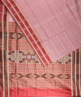 Stripes maroon silk handloom khandua saree