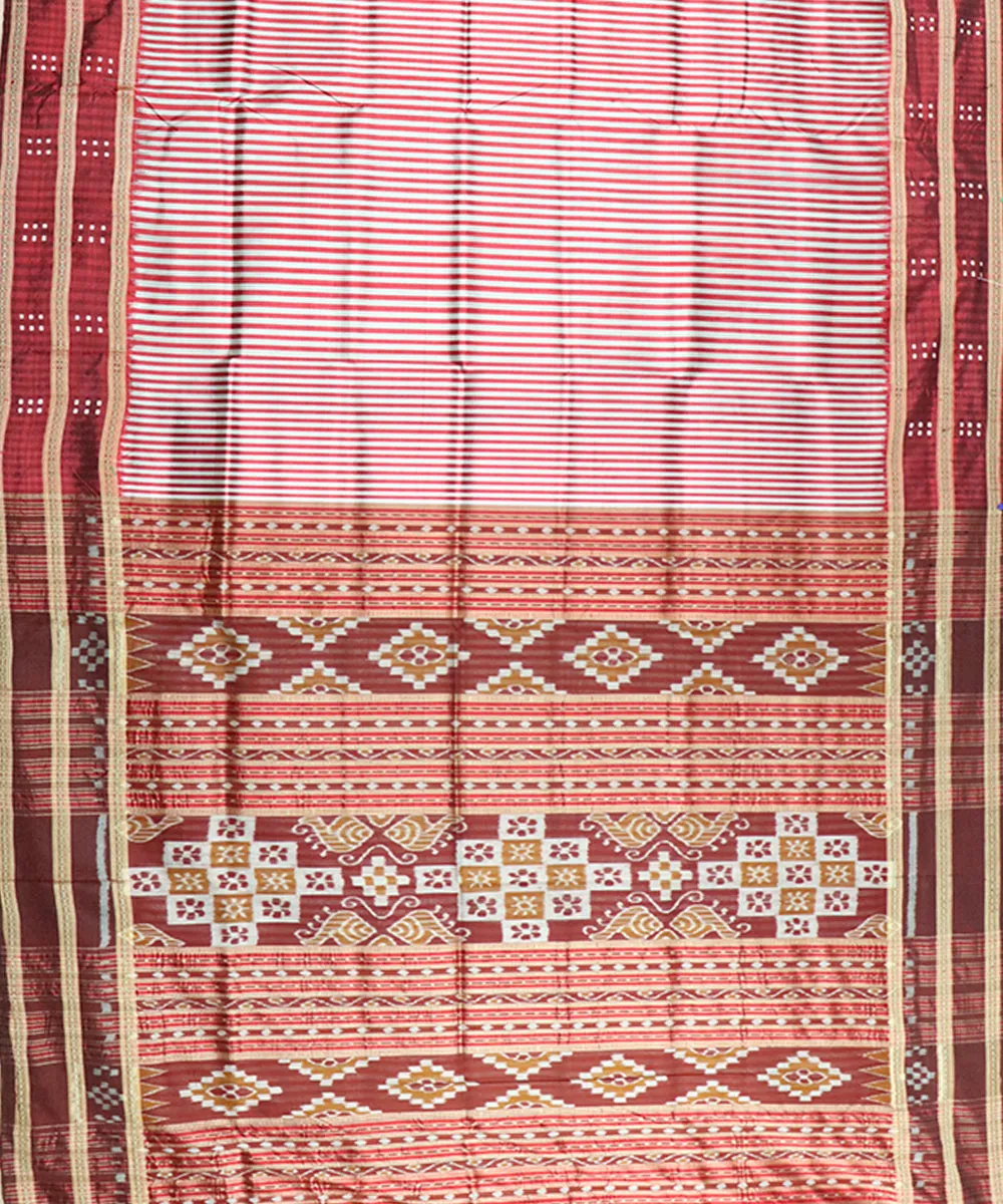 Stripes maroon silk handloom khandua saree