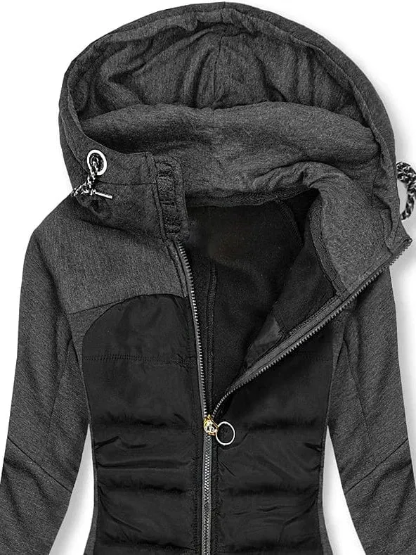 Stylish Color Block Women's Hoodie Jacket for Winter and Fall