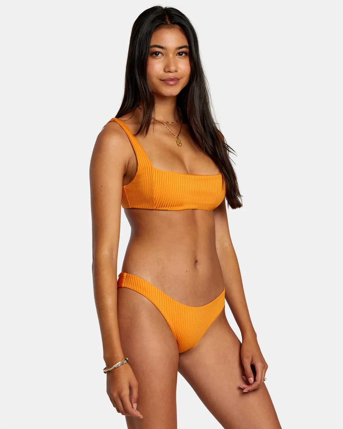 Tangerine Shimmer Cheeky Bikini Bottoms - Tangerine