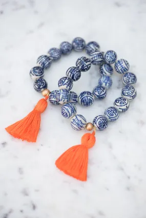 The Percy Tassel Bracelet in Orange