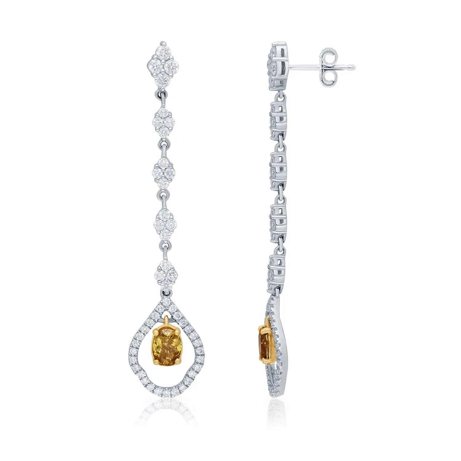 Two Tone Gold Yellow & White Diamond Eternal Earrings