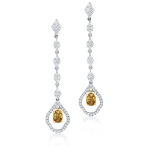 Two Tone Gold Yellow & White Diamond Eternal Earrings