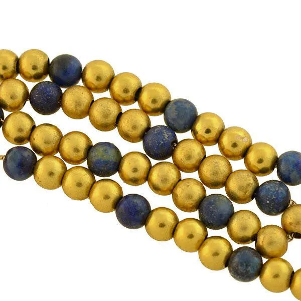 Vintage 14kt Gold   Sodalite Bead Necklace 17.25"