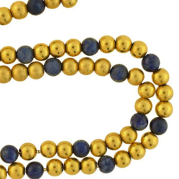 Vintage 14kt Gold   Sodalite Bead Necklace 17.25"