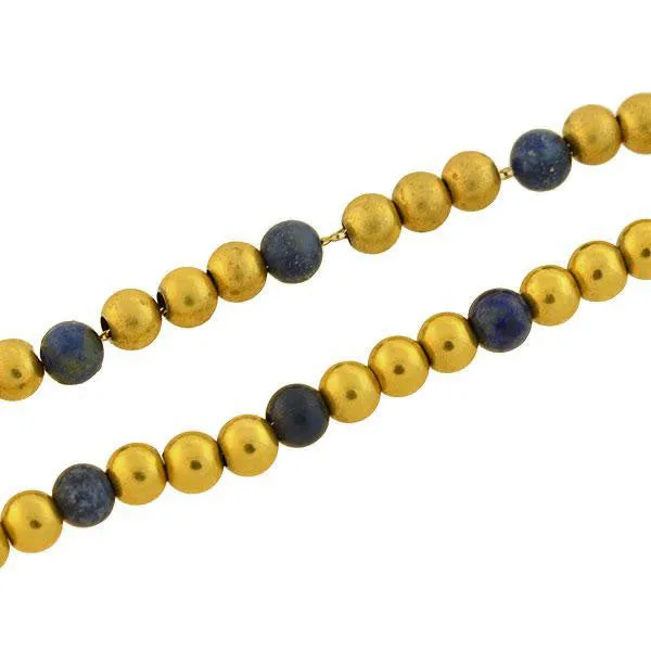 Vintage 14kt Gold   Sodalite Bead Necklace 17.25"